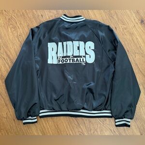 Vintage 1992 Raiders Los Angeles Jacket Satin XL Chalk line USA RARE Black